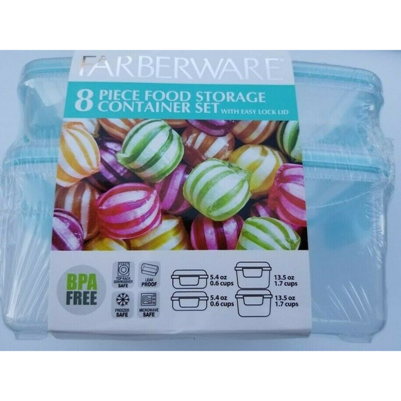 Farberware 8 Piece Food Storage Set BPA Free Microwave and Freezer Safe … - Picture 2 of 3